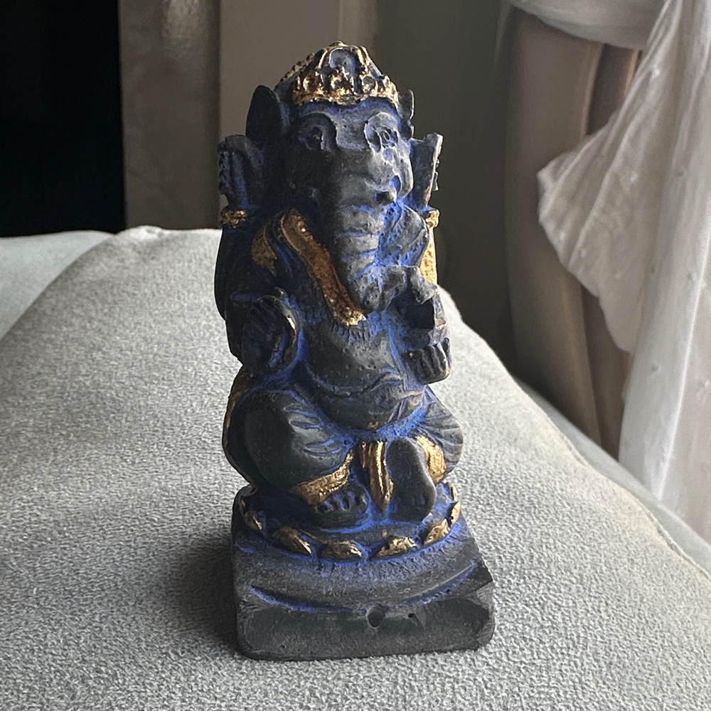 Blue and Gold Elephant Figurine